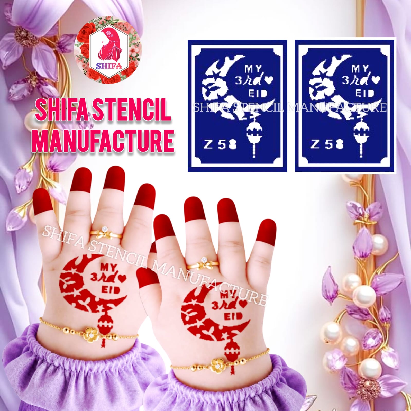 Z 58 Sticker Overview Henna Stencil - Shifa Stencil